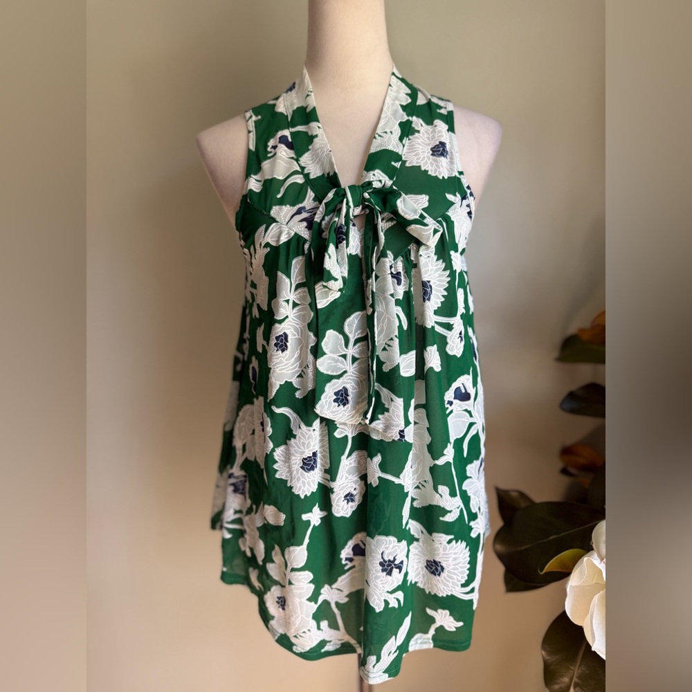 Ember Anthro  green white boho cottage floral flowy top small Y2K‎ fairy whimsi